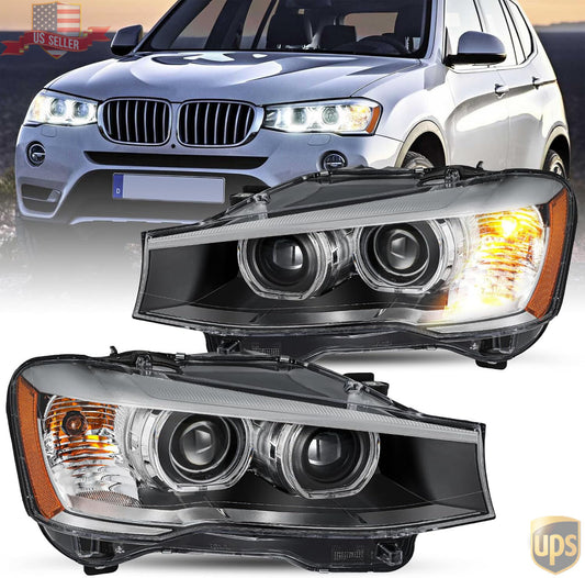 For 2015-2017 for BMW X3/X4 HID w/o AFS LED DRL Projector Headlight Left Right Set