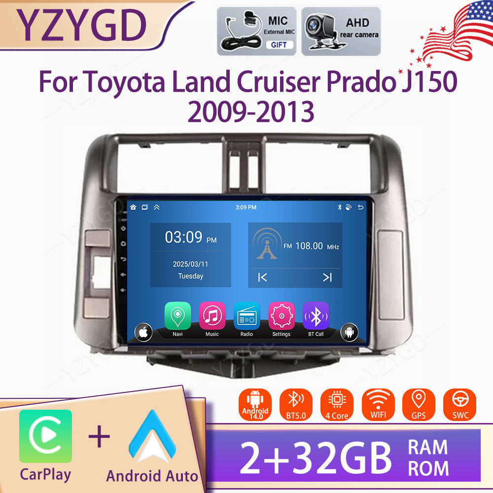 Android 14 Car Stereo Radio Carplay for Toyota for Land Cruiser Prado 150 2009-2013