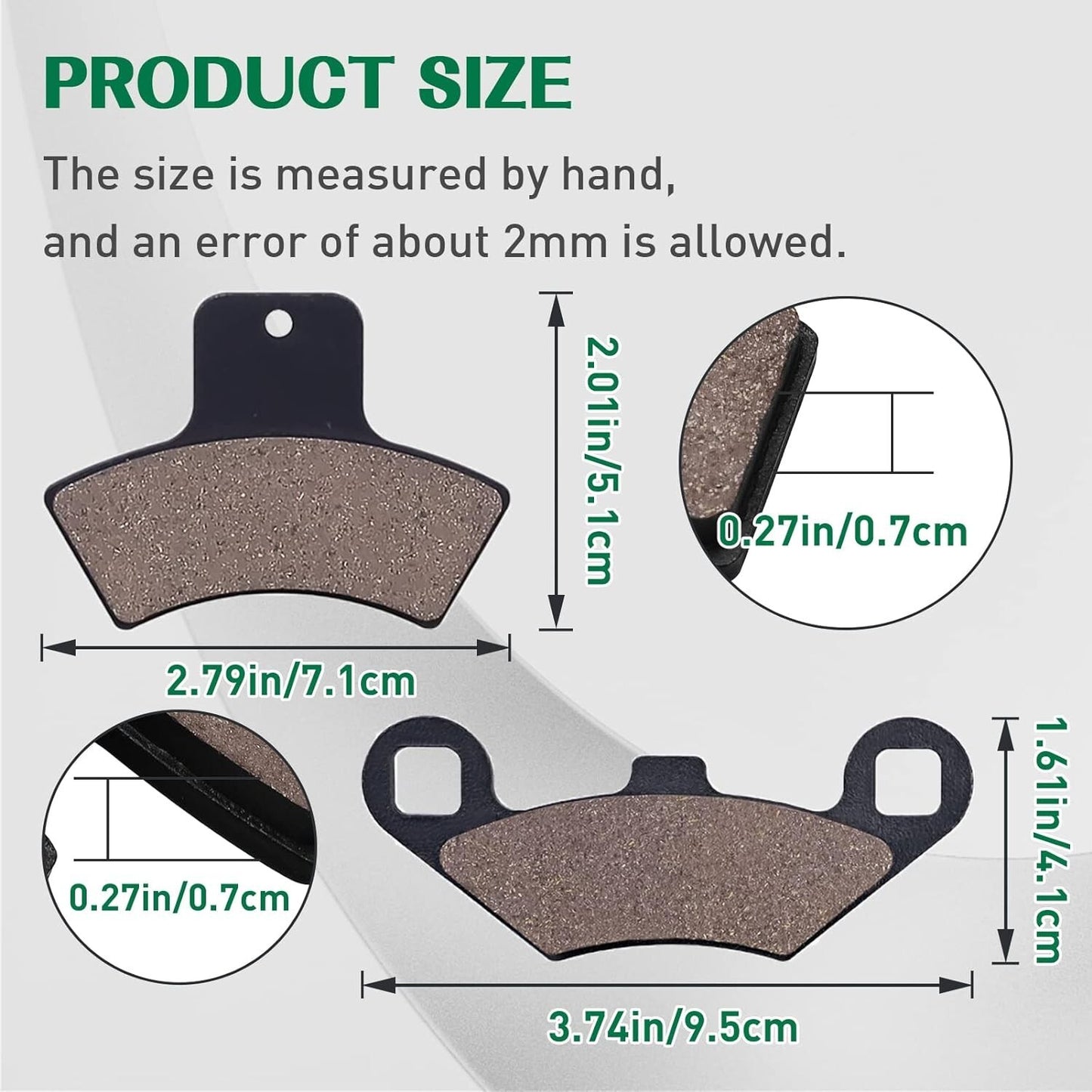 Front and Rear Brake Pads for Polaris Sportsman 500 400 335 Scrambler 400 500
