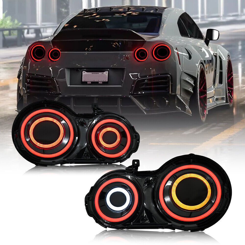 Black LED Tail Lights Lamps Upgrade Brake Pair Fit 2008-2022 for Nissan GTR R35