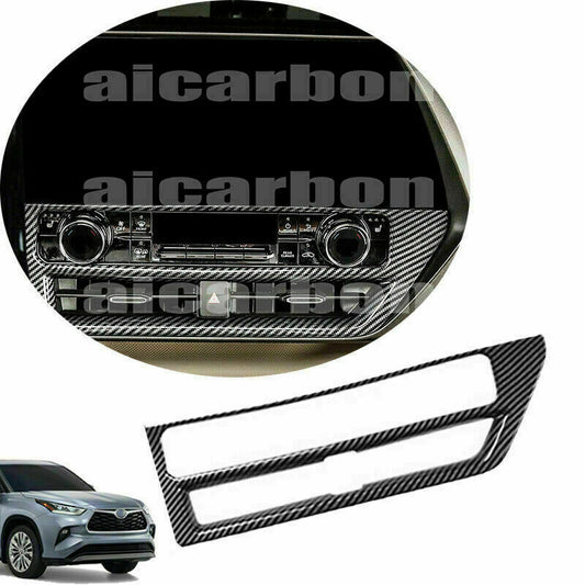 Carbon Fiber Style Console Navigation Frame Trim for Toyota Highlander 2020-2023