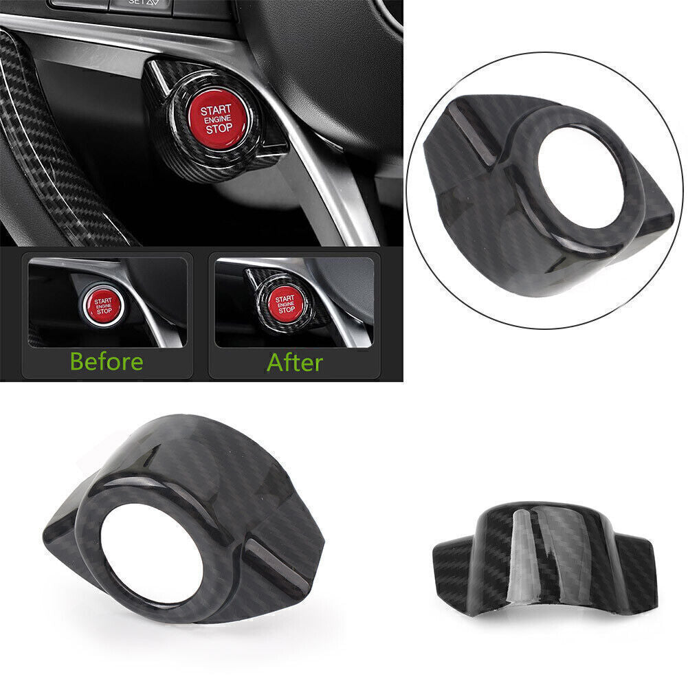 Engine Ignition Button Cover Trim Carbon Fiber for Alfa Romeo Giulia 2017 2018