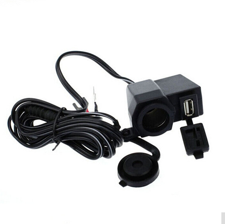 Motorcycle Waterproof USB Interface 12V Cigarette Lighter Outlet Socket Charger