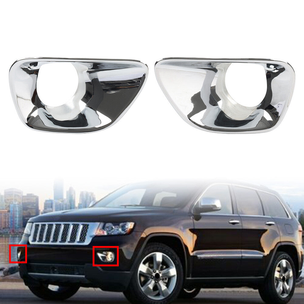 2X Front Fog Lamp Light Cover Chrome Trim for Jeep Grand Cherokee 2011-2013 2012