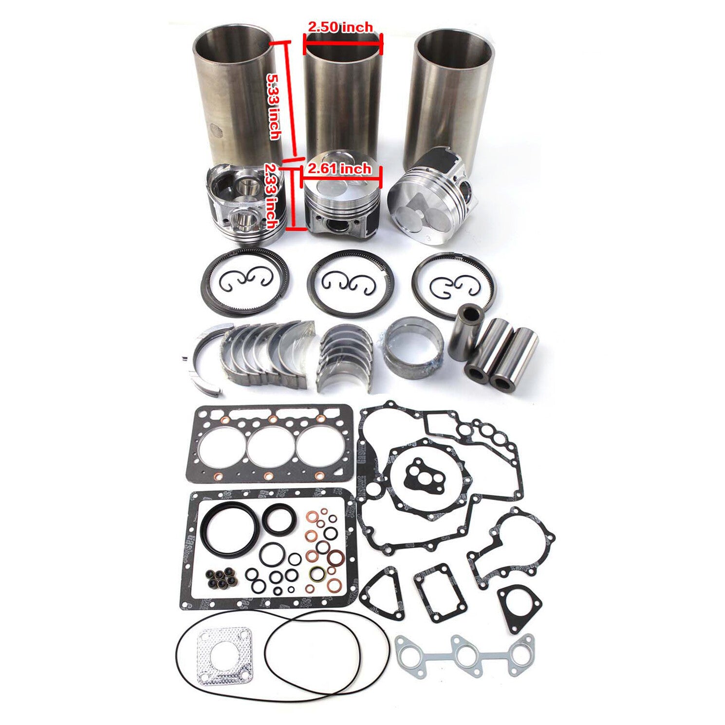 D722 D722E D722EBH Engine for Kubota Tractor Forklift Part Overhaul Rebuild Kit