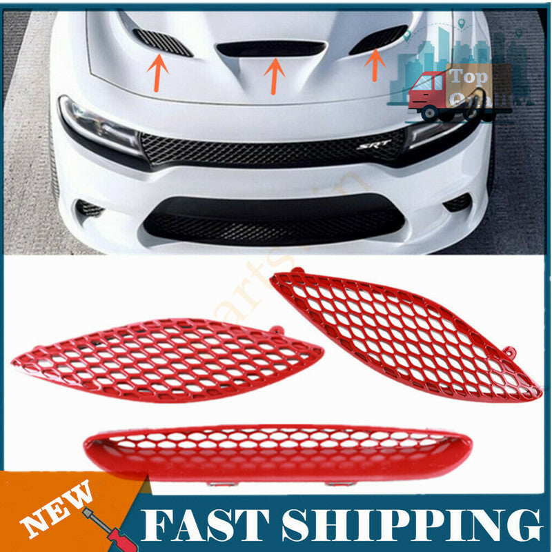 Suitable for 2015-2020 for Dodge Charger SRT Hellcat with Red Decorative Cover and Grille Frame