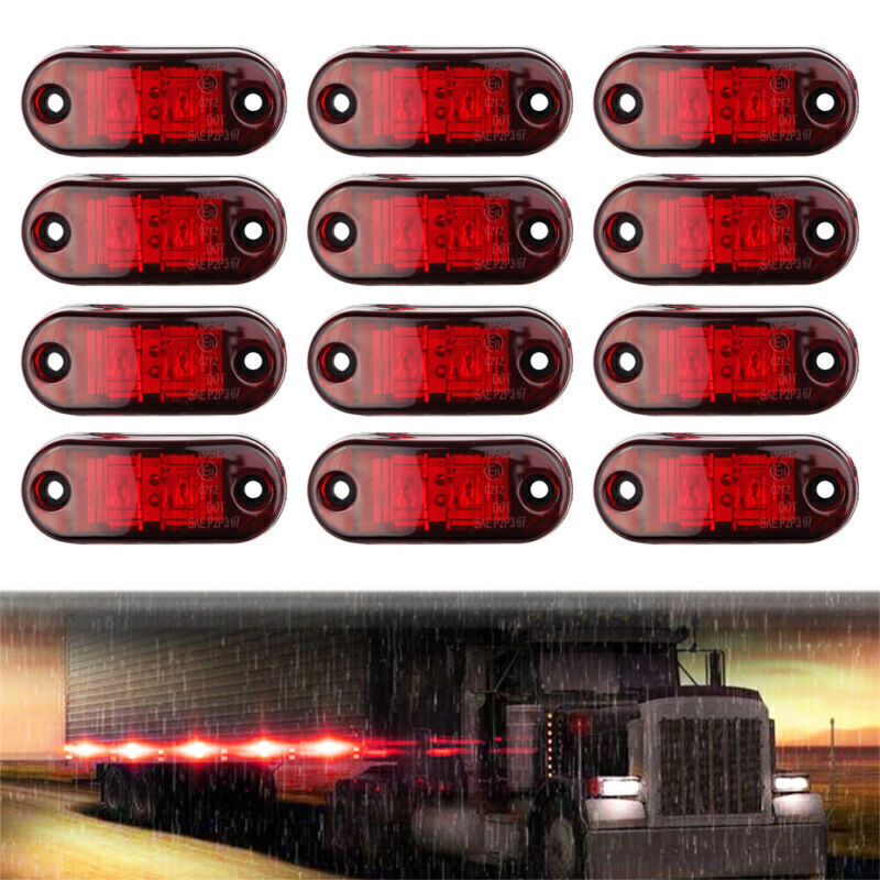 12x 12v 2SMD LED RED Rear Outline Marker Lights Truck Camper Caravan Bus Trailer