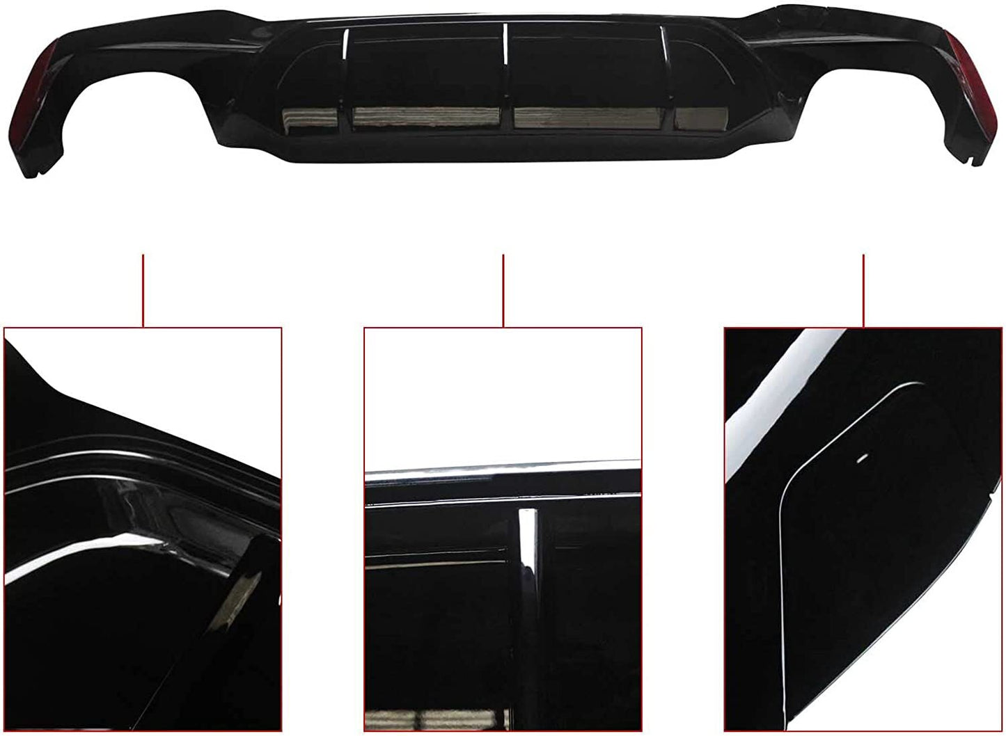 M5 Style Rear Diffuser For 17-23 for BMW G30 5 Series W/ M Sport Glossy Black Bumper