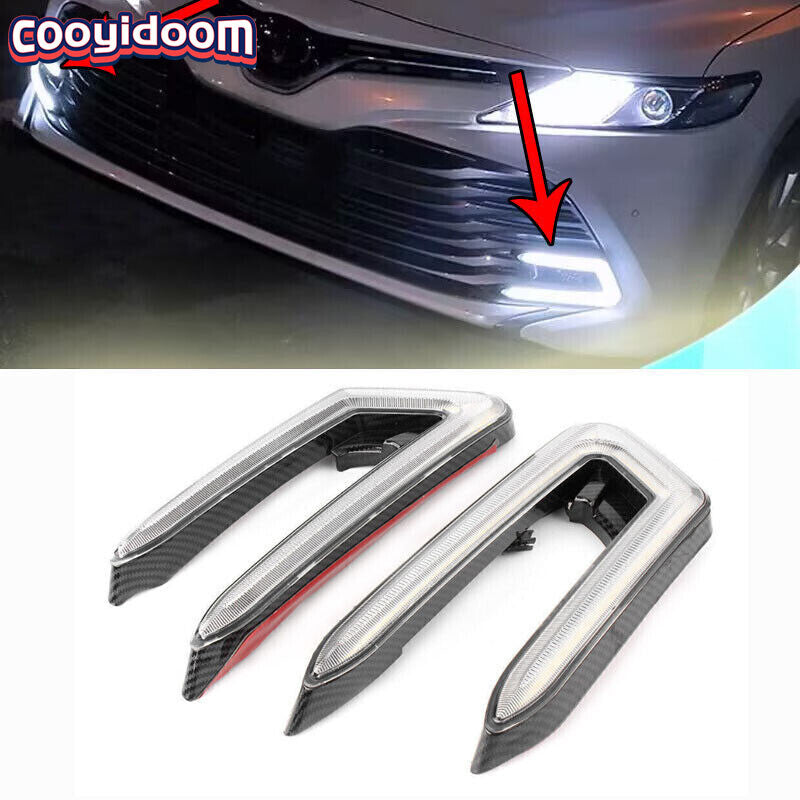 Pair LED Daytime Running Lights Fog Lamp Bulbs for Toyota for Camry 2018-2019