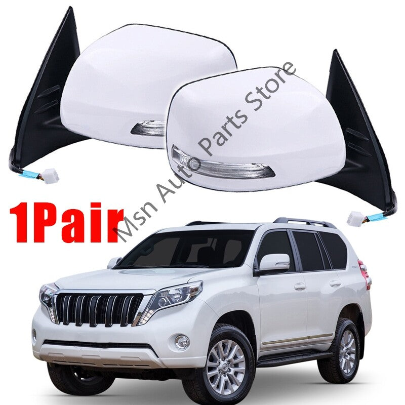 1Pair Rear Door Mirror White for Toyota for Land Cruiser Prado 150 Series 2009-2013