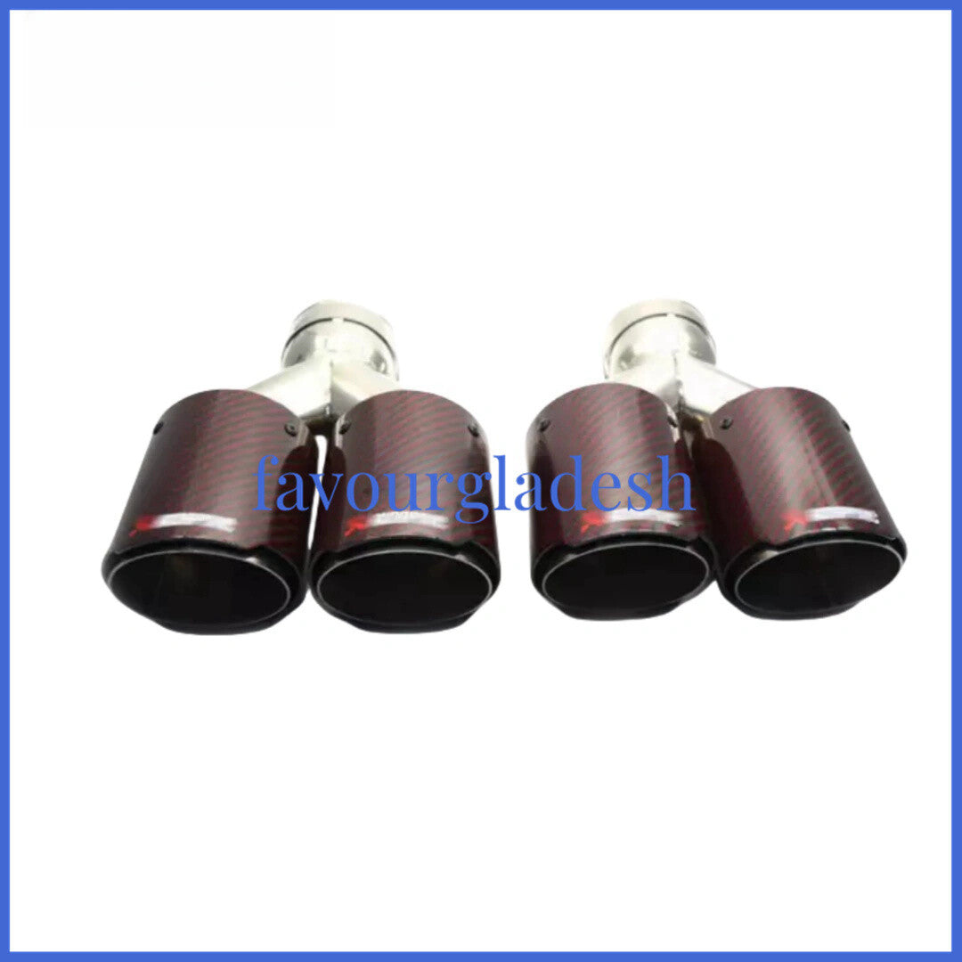 2X Akrapovic Carbon Fiber Exhaust Tip Dual Pipe Black ID:3.0 76mm OD:4.0 101mm