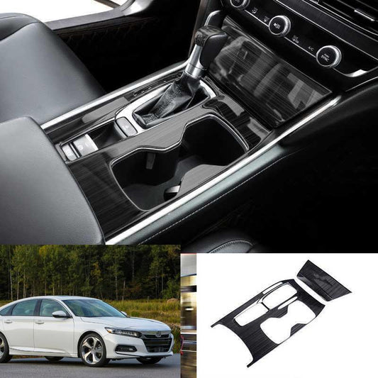 for Honda Accord 18-22 Black Steel Console Gear Shift Panel Frame Cover Trim 2P
