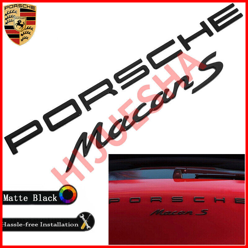 Matte Black for Porsche Macan S Letters Rear Badge Emblem Set Look Deck lid