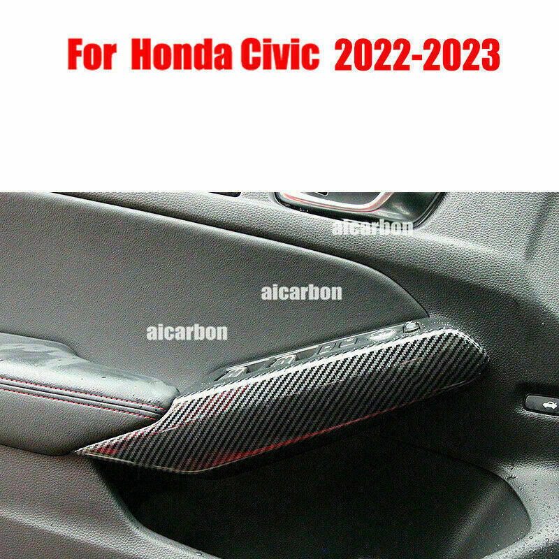 for Honda for Civic 11th 2022-2023 Carbon Fiber ABS Inner Door Armrest Cover Trims