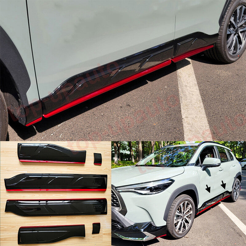 For 2022+ for Toyota for Corolla Cross blackRed Door Side Body Skirt Extension Cover 6x