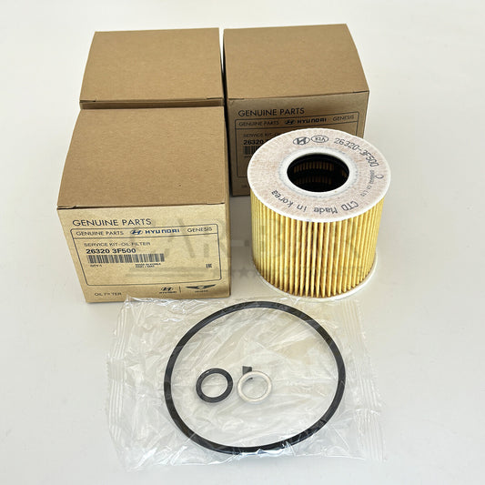 4x Oil Filter Kit 26320-3F500 for Hyundai for Genesis G90 G80 G70 for Kia K900 V8 5.0L