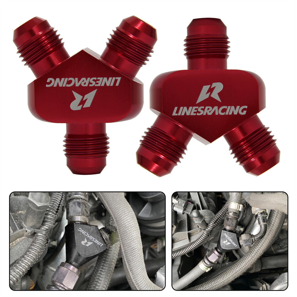 AN6 AN6 9/16-18UNF 3 Way Y Block Car Aluminum Fittings Adapter Universal Red 2