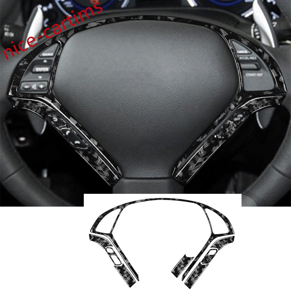 8¡ÁForged Carbon Steering Wheel Button Cover for Infiniti G37 2007-13 G35 G25 Q60
