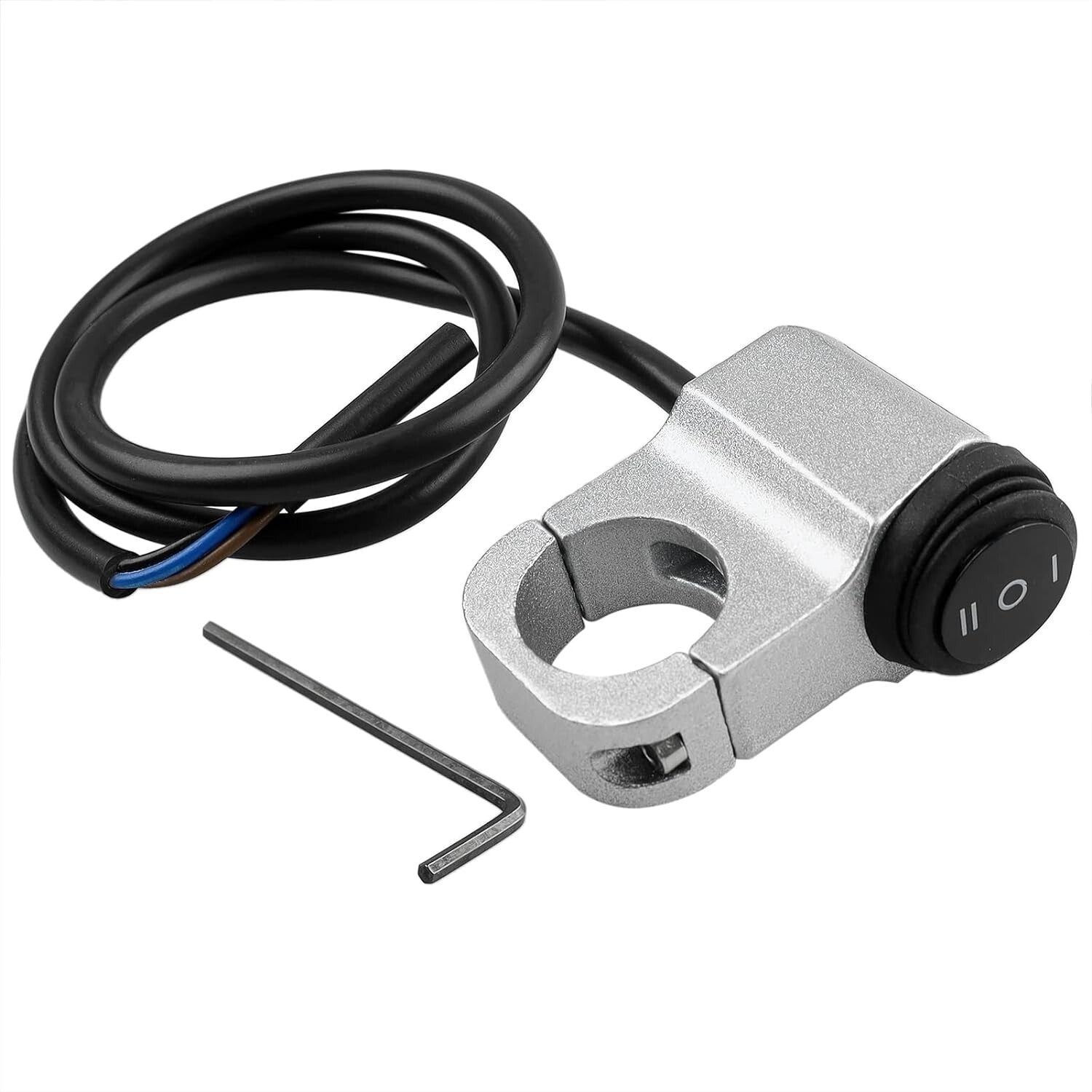 Silver 12V Waterproof Motorcycle ATV Handlebar Headlight Switch,7/8 22-23mm