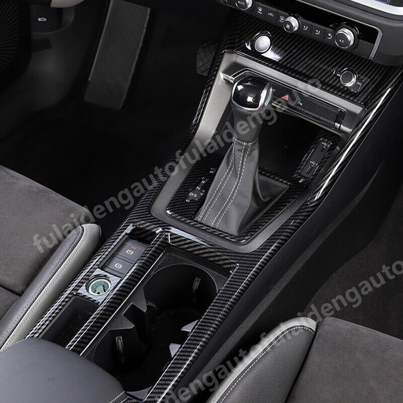 for Audi Q3 2019-2022 Carbon Fiber Gear Shift Panel Water Cup Holder Cover Trim