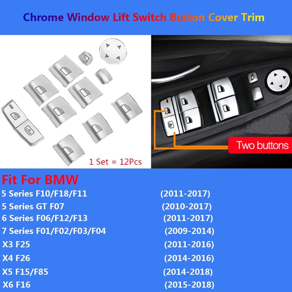 12x for BMW 5 6 7 X3 X4 X5 X6 F10 F25 F26 Car Window Switch Button Cover Sticker