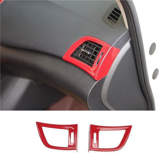 2P Red Carbon Fiber Left And Right Air Outlet Vent Trim for Nissan Sentra 13-19
