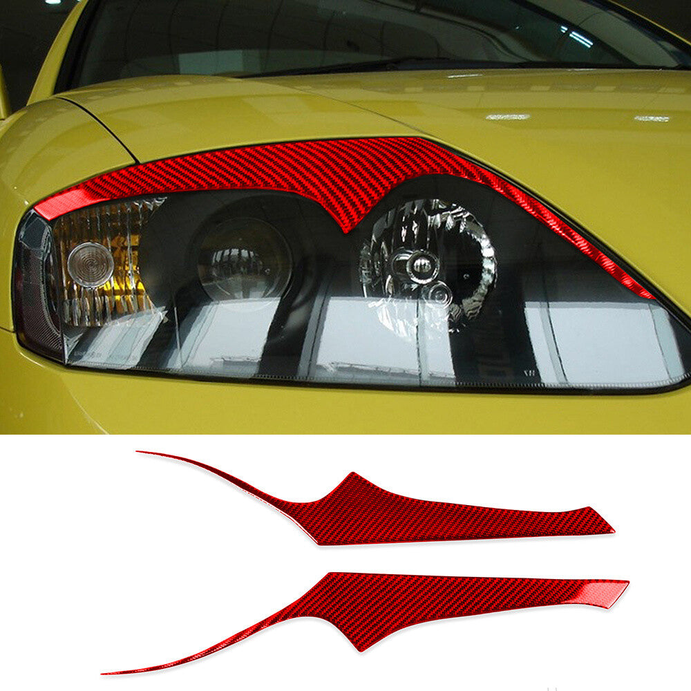 Red Carbon Fiber Headlight Eyelid Eyebrow Trim for Hyundai Tiburon Coupe 2003-06