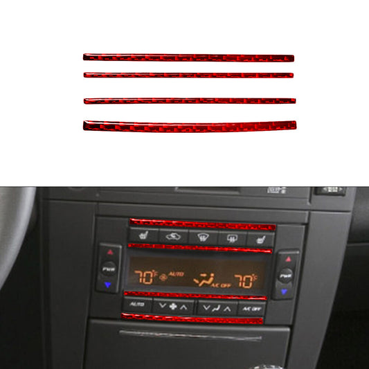 Red Carbon Fiber Climate Control Panel Cover Trim Strip for Cadillac CTS 2003-07