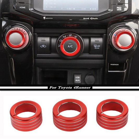 Red 3P Internal AC Switch Blade Cover Decorative Ring for Toyota 4Runner 10-23