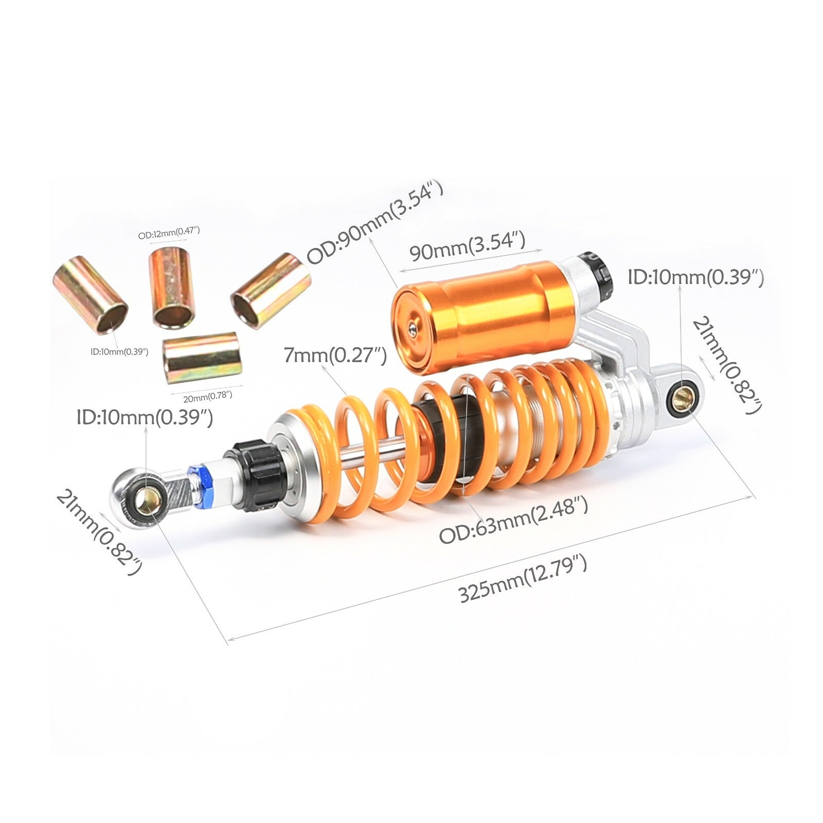 325mm 13-inch rear shock air suspension Dirt Pit Trail bicycle all-terrain vehicle four-wheel go-kart cruiser