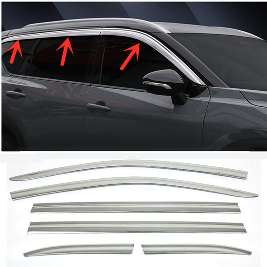 for Nissan Rogue 2021-2023 Chrome ABS Window Visor Vent Shades Sun Rain Guard 6x