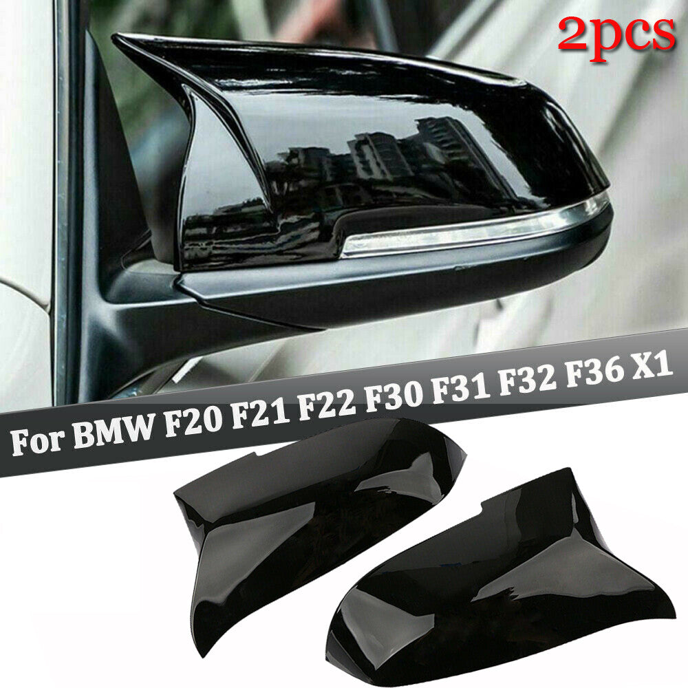 2x Wing Mirror Cover for BMW F20 F21 F30 F31 F32 F36 X1 E84 F87 Glossy Black