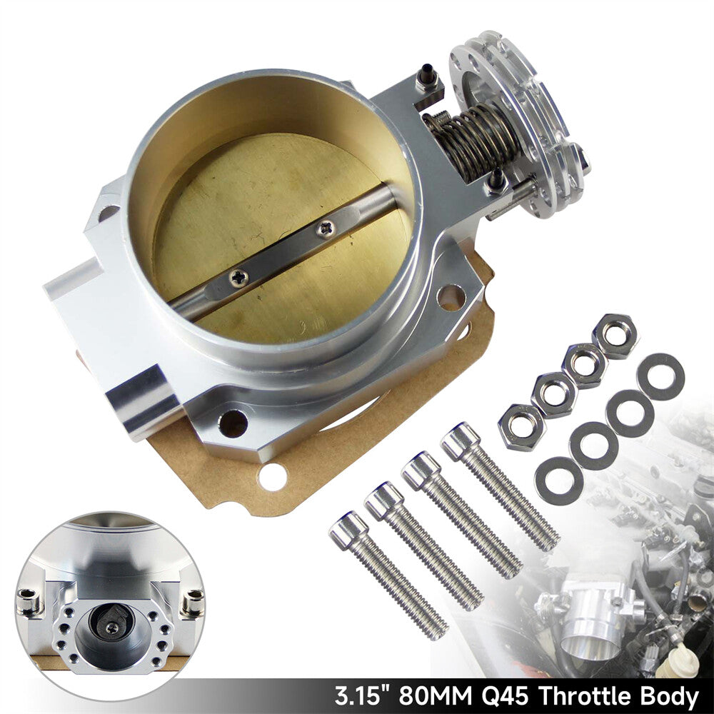 Throttle Body Q45 80MM for Nissan Skyline R33 R34 RB20DET RB25DET RB26DET Silver