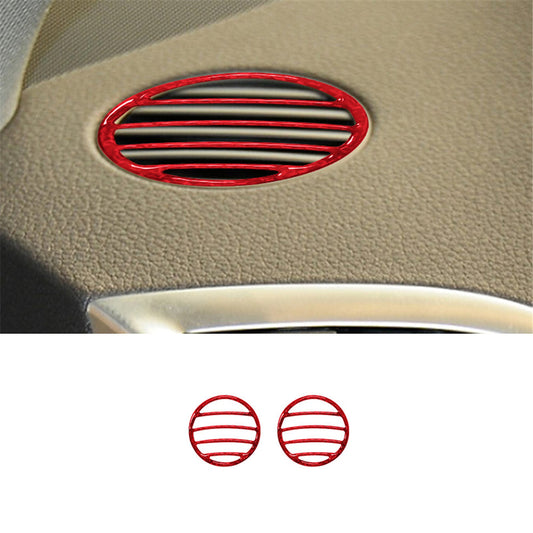 2pcs Red Carbon Fiber Defogger Air Exhaust Trim Panel for Audi Q7 2007-2015