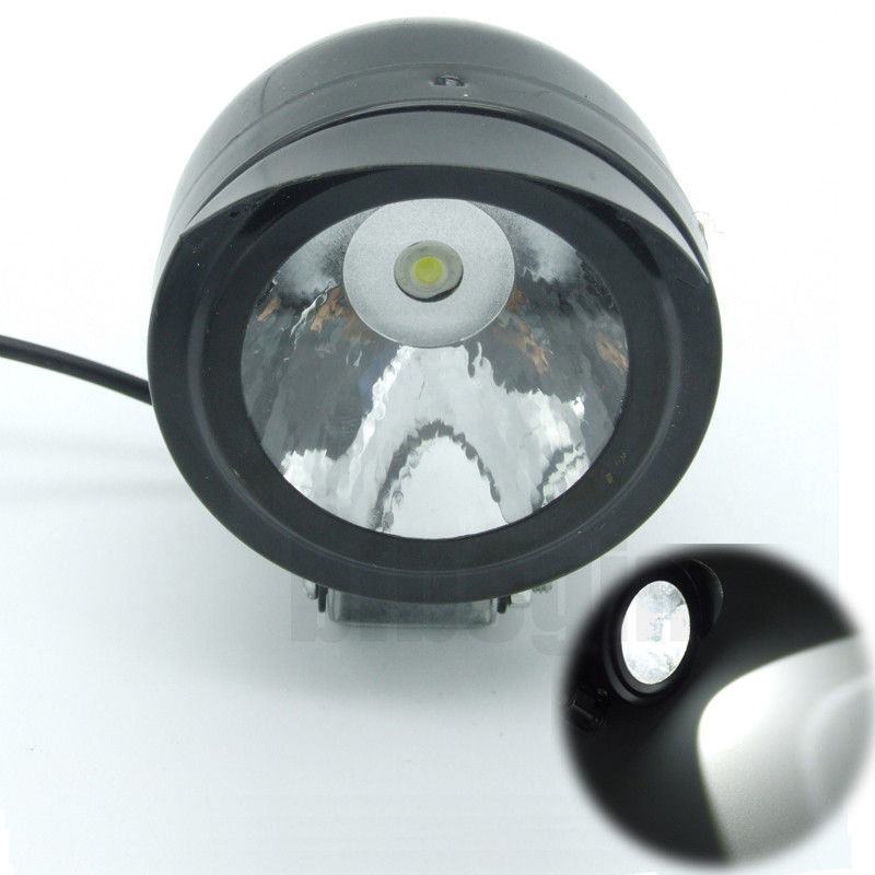 Black for mini LED headlight for motorcycles and bicycles, 12V 5W, 60mm, suitable for scooters and all-terrain vehicles.