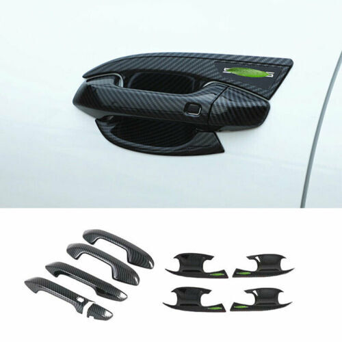 9P for Kia Seltos 2020-2023 Carbon Fiber ABS Car Door Handle Cover+Cup Bowl Trim
