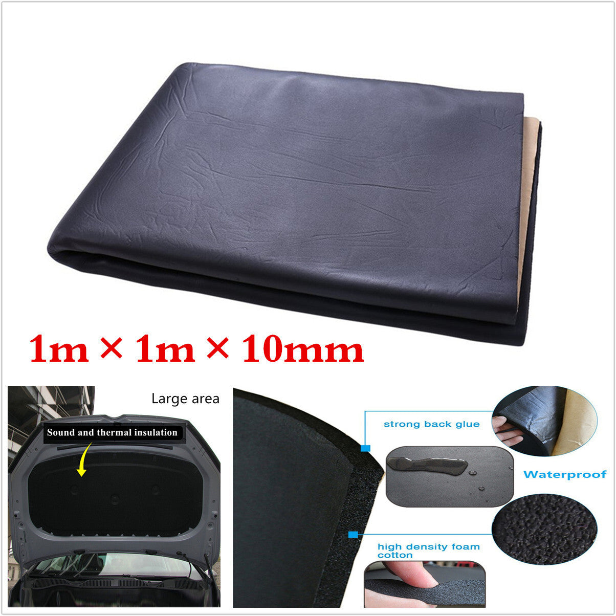 Acoustic Foam Black Panel Sound Proof Noise Insulation Pad For Car Hood Engine