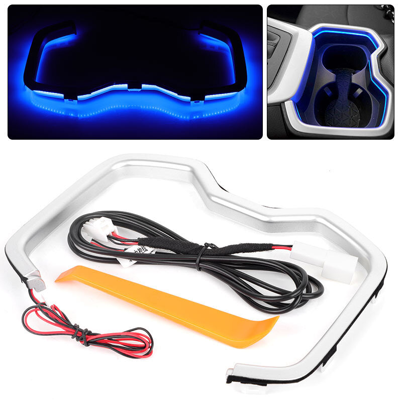 Inner Water Cup Holder Frame LED Atmosphere Blue Light for Toyota RAV4 2019-2024