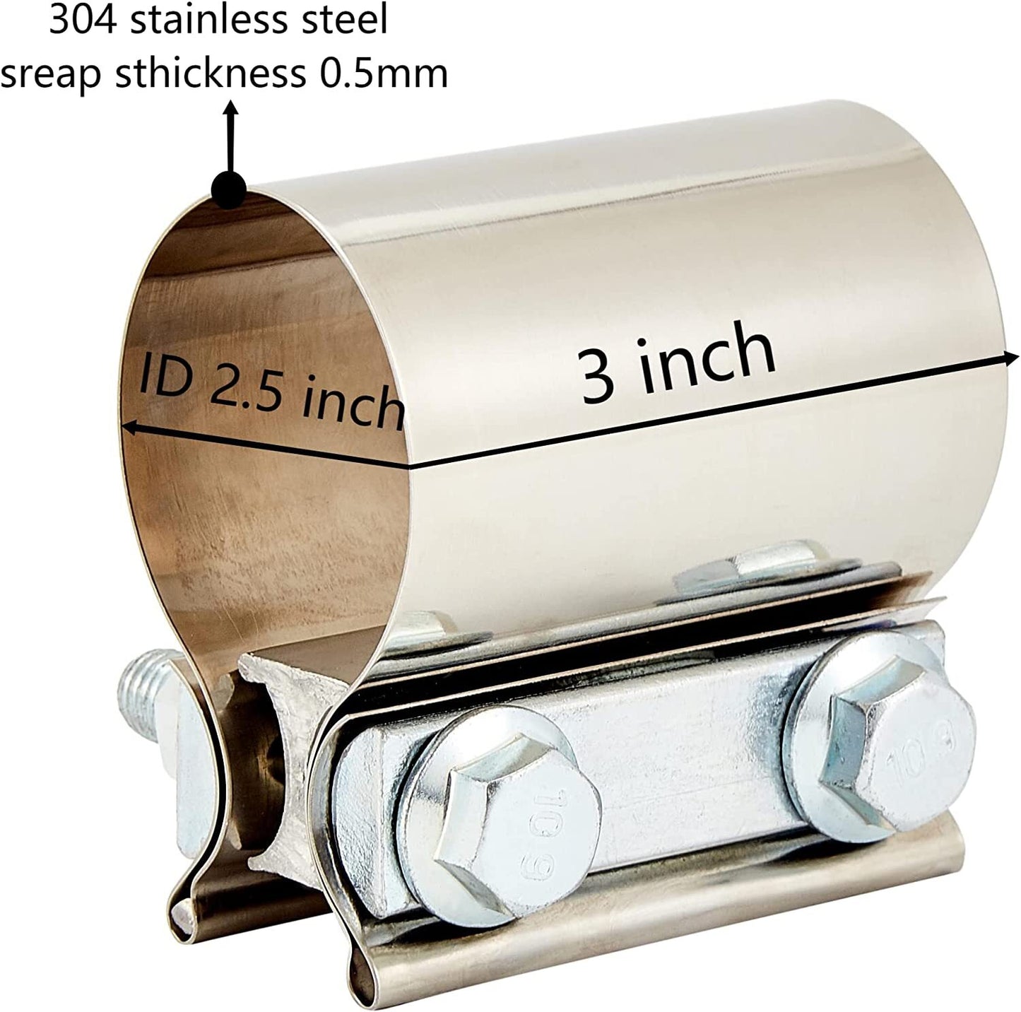 2.5-inch Butt Fitting with Exhaust Muffler Clip, 2.5-inch Exhaust Pipe Clip