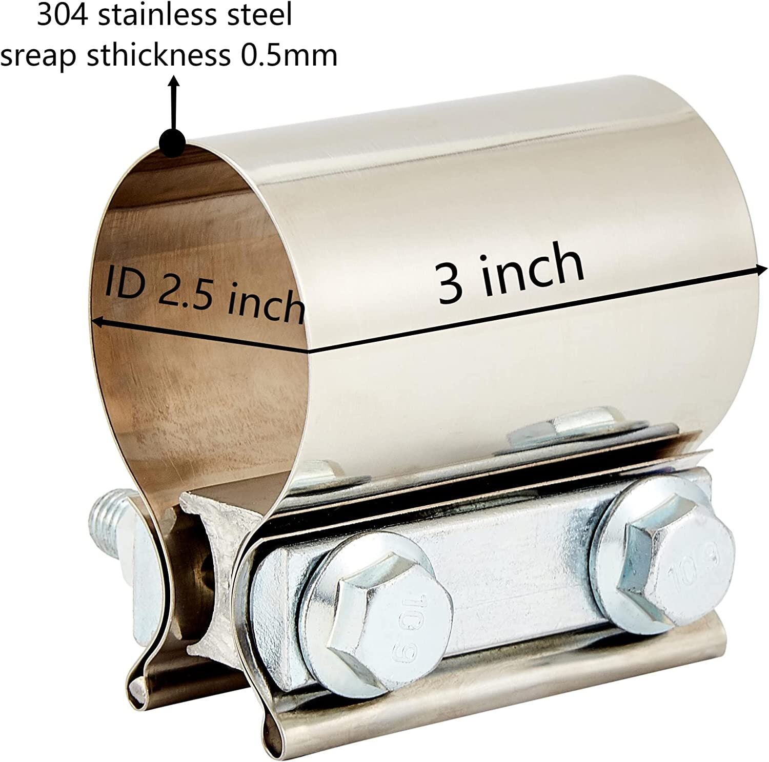 2.5-inch Butt Fitting with Exhaust Muffler Clip, 2.5-inch Exhaust Pipe Clip