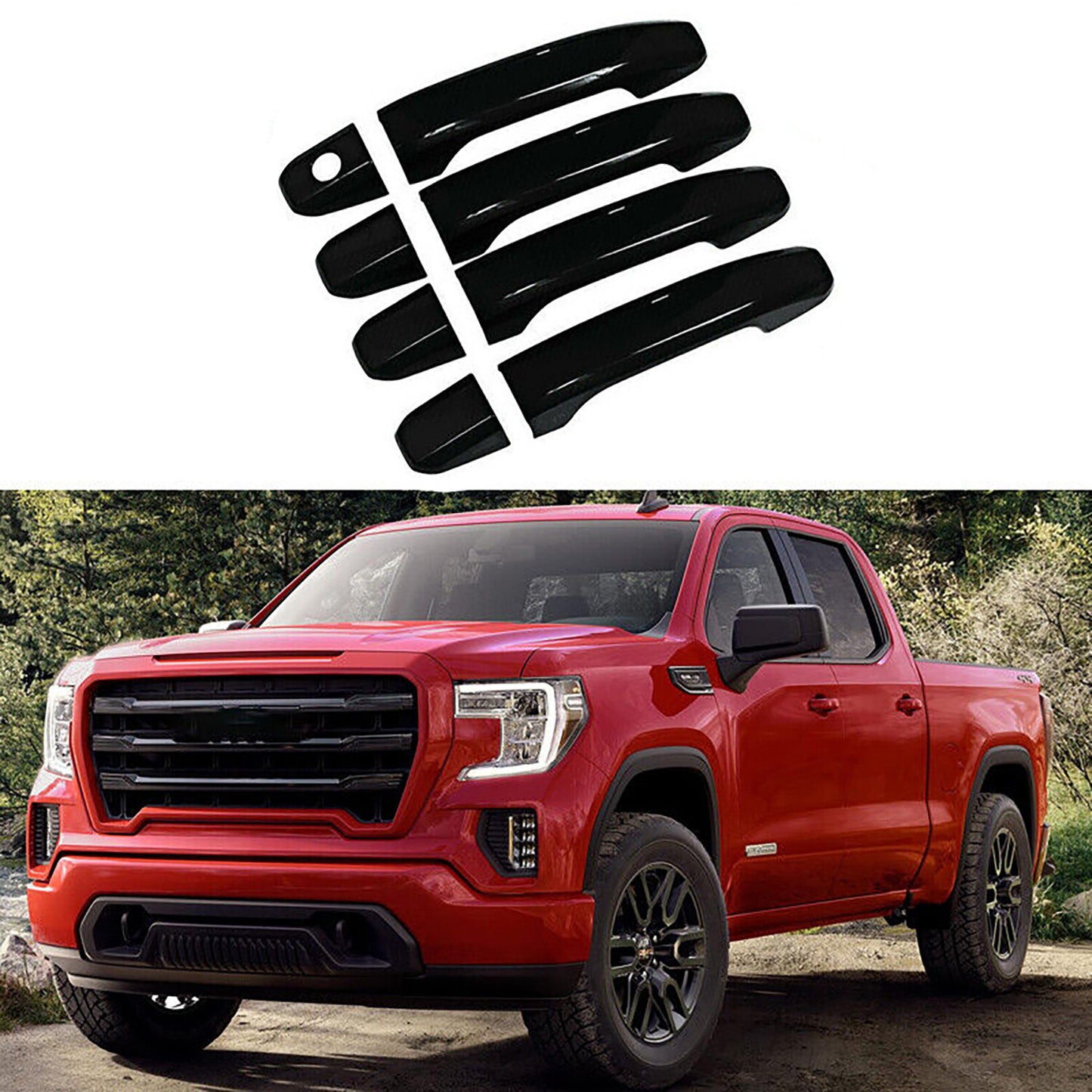 Door Handle Covers For 2014-2024 for GMC for Sierra for Chevy Silverado 1500 NO for Smart Black