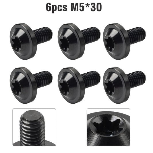 6pcs Alloy Bolts Truss Torx Head Screws M5x30mm For Motorcycle Black