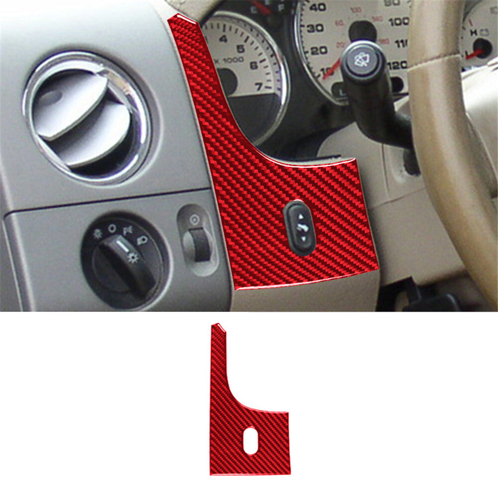 Carbon Fiber Interior Left Of Speedometer Cover Trim for Ford F150 FX4 04-08 Red