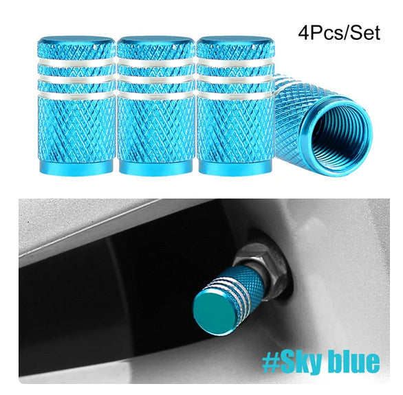 4-piece car tire valve cover rod air dust cover, sky blue, suitable for Toyota .