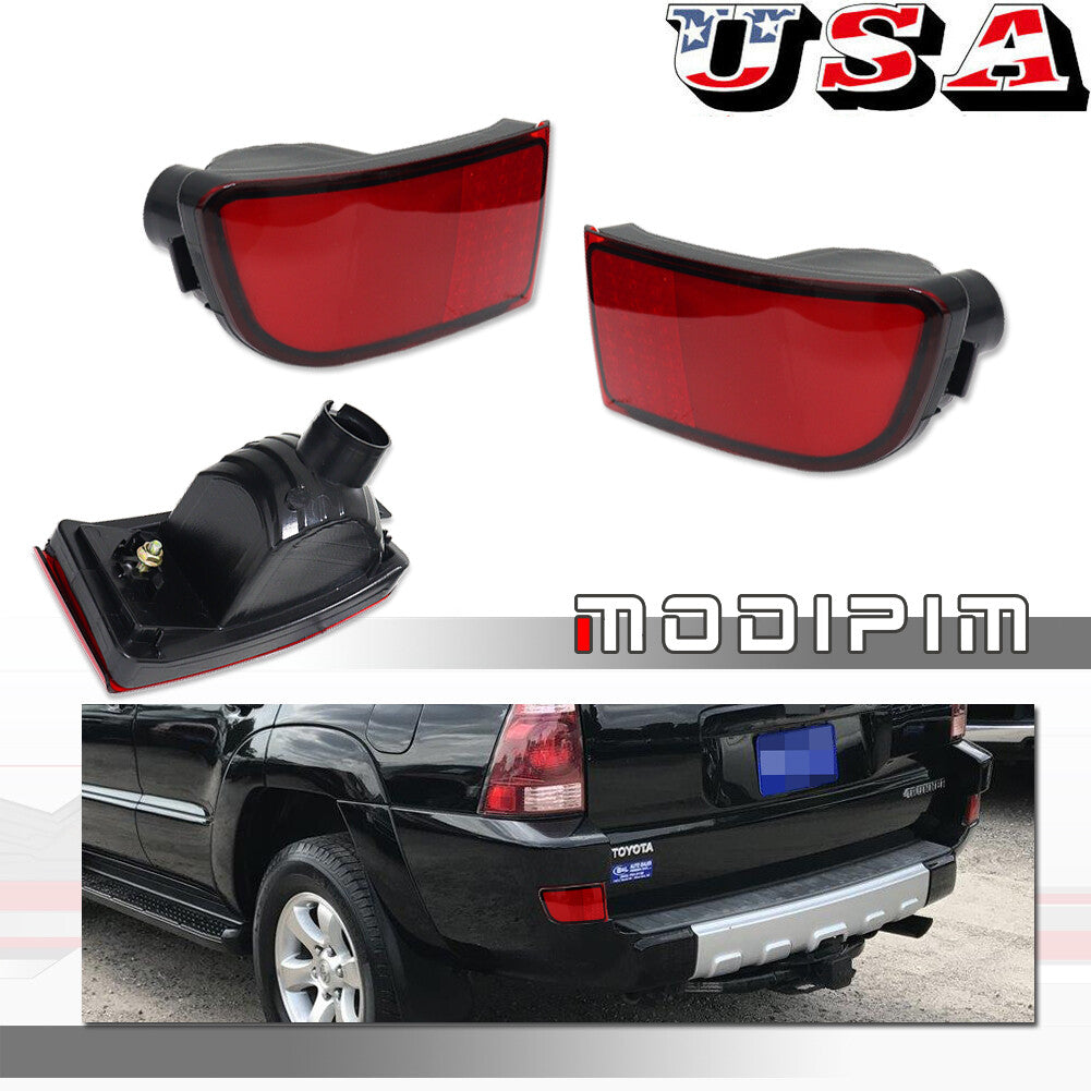 Two-pack of red rear bumper reflectors suitable for Toyota 4Runner 2003-2005 Prado 2002-2009.