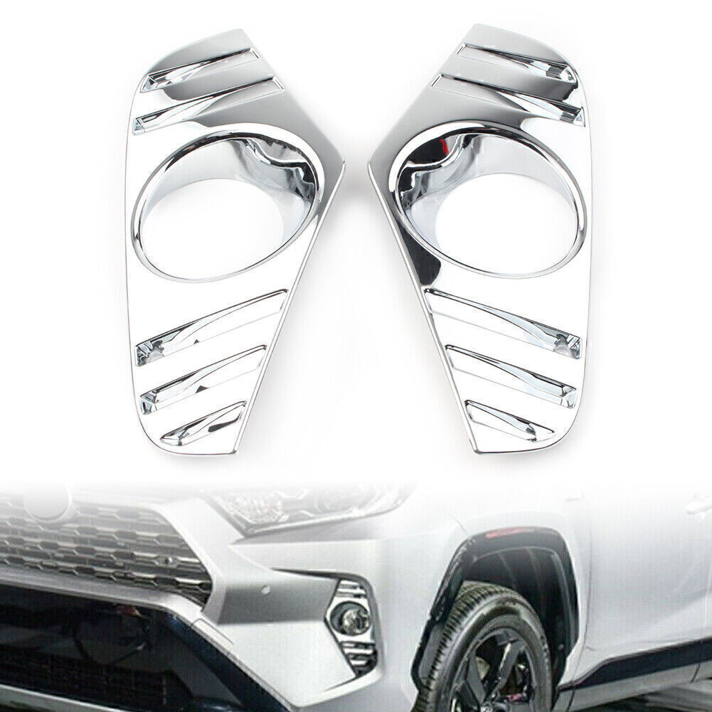 2-piece front fog light cover trim with chrome accents suitable for the all-new for Toyota RAV4 2019/2020