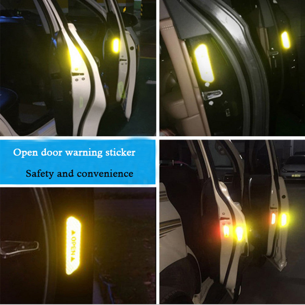 4x Car Door Open Sticker Reflective Tape Safety Warning Auto Decal Door Stickers