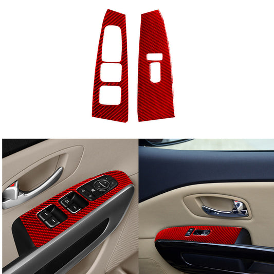 Red Carbon Fiber Front Door Control W/O Folding Trim Cover for KIA Sedona 15-16