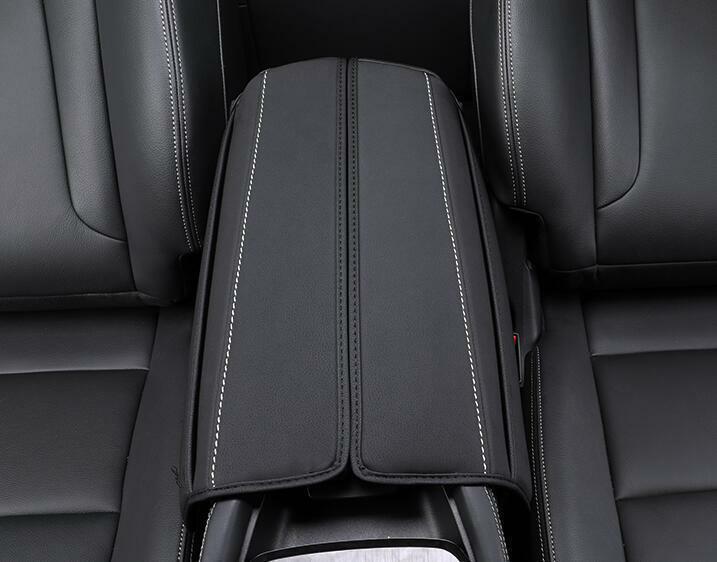 Black Leather Middle Console Armrest Box Cover 2PCS for Nissan Rogue 21-2022