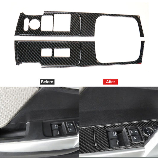 Carbon Fiber Window Switch Lift Panel Trim Cover for Honda for Civic Coupe 2013-2015